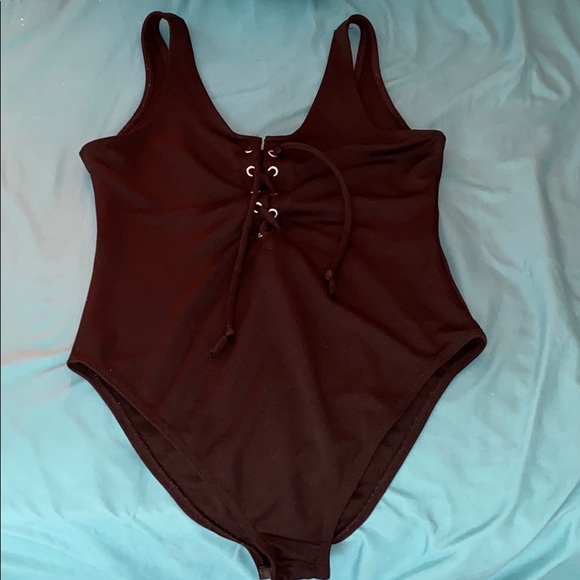 Black Lace up Bodysuit - Picture 2 of 3
